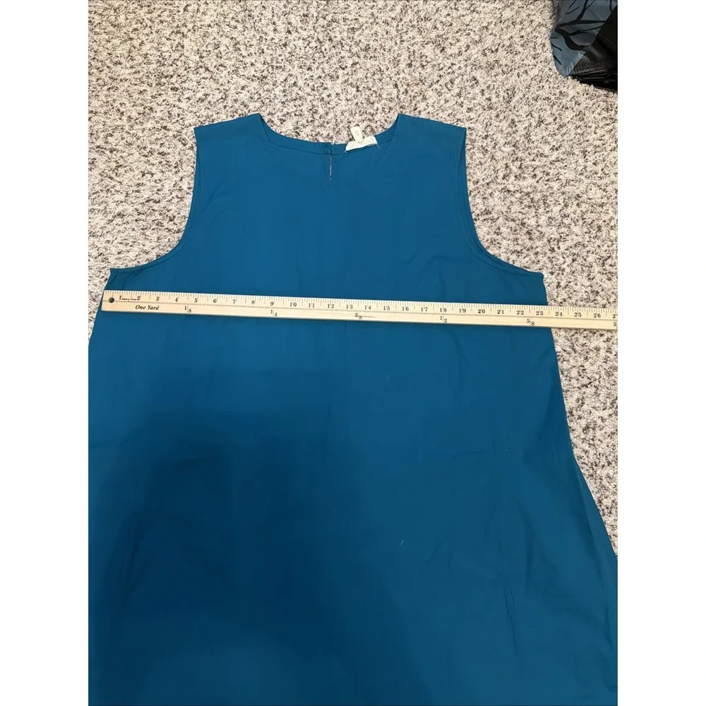 Eileen Fisher Sleeveless A-Line Dress Size XL Organic Cotton Blend Blue - Picture 5 of 7